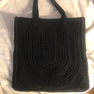 Black Crochet Tote Bag